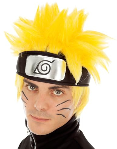 Chaks - Parrucca Naruto Shippuden da uomo, accessorio ufficiale per costume Naruto, capelli gialli, cosplay anime, carnevale e Comic Con