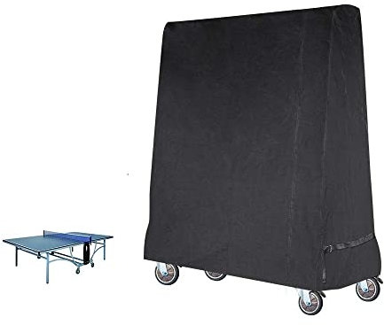 Gurkkst Premium Tischtennisabdeckung Wasserdichte Tischtennisplatte für Outdoor und Indoor Schwarz (185 × 70 × 165 cm)