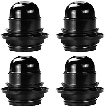 TANCUDER 4 Pcs E27 Fassung Leuchten 250V 4A Kunststoff Lampenkopf Lampenfassung schwarz Außengewinde Fassung für Tischlampe, Stehlampe, Kronleuchter