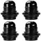 TANCUDER 4 PCS Portalámparas de Rosca Exterior Adaptador de Bombilla Vintage Soporte de Lámpara de E27 con Buen Aislamiento Base de Bombilla Roscado Portalámparas Instalado en Techo o Pared (Negro)