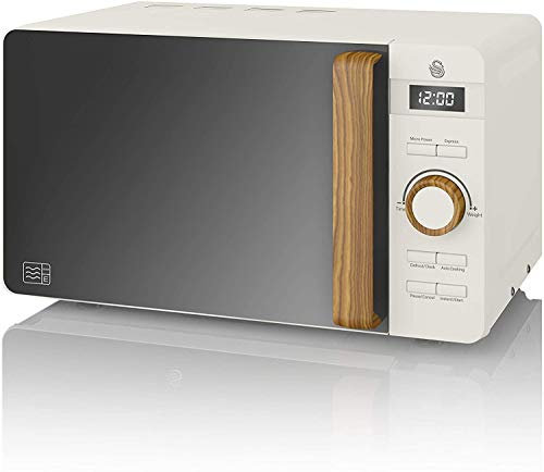Swan Horno microondas digital nórdico de 20 L, 6 niveles de potencia, 800 W de potencia, temporizador de 60 minutos, blanco mate