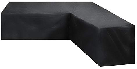L-Shape Garden Furniture Cover, Outdoor Corner Sofa Cover, Oxford Fabric + PU Coating, Waterproof, Dustproof and UV Protection, Suitable for L-shaped Rattan, Wood, Fabric Sofa (Right 260*192)