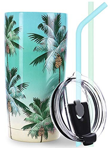 NymphFable 20oz Palmera Taza Termo Cafe para Llevar Taza Termica Acero Inoxidable Taza Personalizada