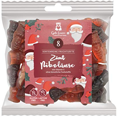 naschlabor x Gute Laune Fruchtsaftbär Weihnachten | sortenreine Fruchtsäfte | Ohne künstliche Farbstoffe und Geschmacksverstärker | Gluten- und Laktosefrei (Zimt-Nikoläuse)