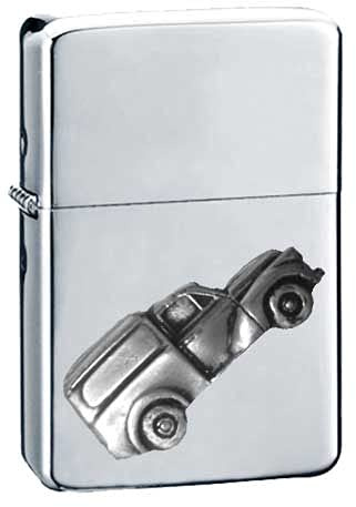 Morris Minor Van Split-Screen ref165 Zinn-Effekt Design auf einem Flip-Top-Benzinfeuerzeug, winddicht, Silber nachfüllbar