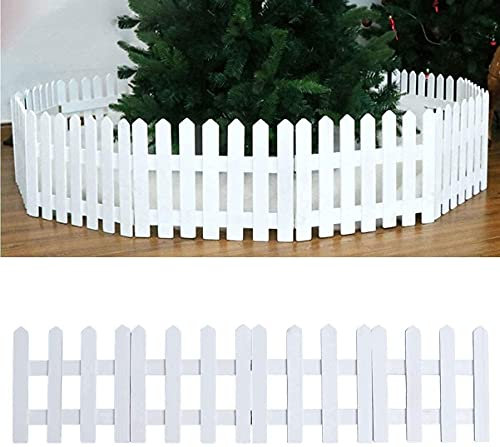 GXBCS Zaun Zierzaun 1,2 M Holz Weihnachtsbaum Zaun Dekorative Weihnachten Weiß Gartenzaun für Weihnachtsbaum Hochzeit Dekoration Dekorativer Zaun GXBCS0906(Color:White)