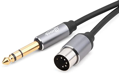 innov8 6.35mm 1/4 Inch TRS Jack to 5 Pin DIN MIDI Cable, Male Audio Lead for Speaker, Amplifier, Mixer, MIDI Keyboard – 1m