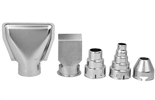 5 Pcs Stainless Steel Hot Air Gun Nozzle, Heat Resisting Nozzles Tool Attachments Blower Tip Soldering Station Accessories Welding Jet Shrink Wrap Repair Tools for Paint Stripping Resin
