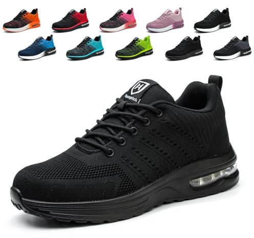 Hitopteu Chaussure de Securite Homme Femmes Legere Basket Securite Respirante avec Embout en Acier Chaussures de Travail Antidérapantes