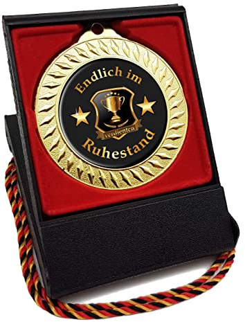 RAHMENLOS Medaille Orden als Geschenk für Rentner zum verdienten Ruhestand oder zum Abschied für Kollegen