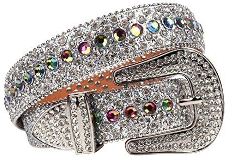 Sanykongy Vintage Bling Bling Strass Gürtel Riemen Kristall Gürtel Western Cowboy Cowgirl Nietengürtel Gold 44 inch