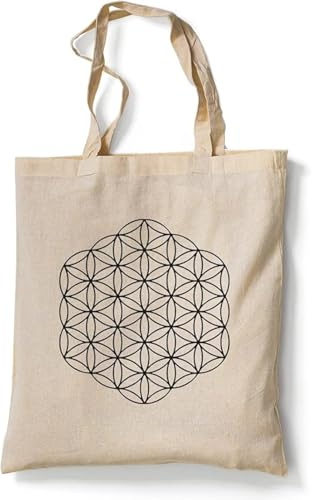 tradercat Jutebeutel bedruckt mit Motiv, Stoffbeutel bedruckt aus 100% Baumwolle - Tote Bag, Einkaufsbeutel, Einkaufstasche, Shopper und Baumwolltasche mit langen Henkeln, Blumenmotiv One Line Art