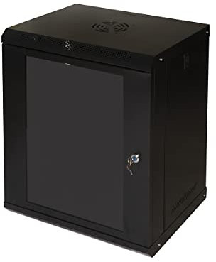 Link LK1912UNLFP armadio rack 19 disassemblato con porta vetro e ripiano incluso in metallo colore nero dimensioni 40x53x60 cm capacità di carico 30 kg per installazione a muro 1 unità