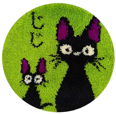 YOOTOM knüpfteppich zum selber knüpfen,Katze Teppich Knüpf-Sets | 50x50cm vorgedruckte Teppich Rug Making Kits,DIY-Häkeln All-in-One Wand hängende Wandteppich für Erwachsene Kinder