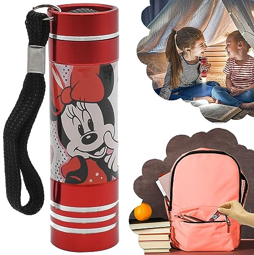 HOVUK Lampe de poche LED Minnie Mouse 8,7 cm | Veilleuse LED super lumineuse pour enfants, cadeau de Noël, cadeau d'anniversaire – Lampe de poche en aluminium pour enfants de 3 ans et plus (rouge)