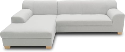 DOMO Collection Ecksofa Tinos, L-Sofa, Eckcouch mit Schlaffunktion, Schlafsofa Couch, L-form, 273 x 157 cm in silber