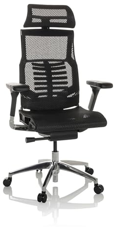 hjh OFFICE Profi Bürostuhl POFIT GEN2 Netz ergonomischer Drehstuhl mit Flexibler Lordosenstütze, Schwarz, 652284