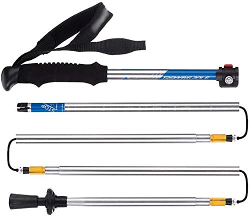 MOLVUS Klappbarer 5-teiliger Outdoor-Stab, Außenverriegelungsstab aus 7075-Aluminiumlegierung, Eva-Schaumstoffgriff, für Reisen, Camping, Wandern im Gelände, leichte und rutschfeste Bergstöcke