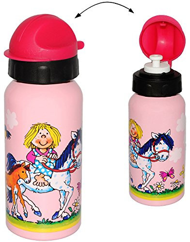 alles-meine.de GmbH Alu Trinkflasche/Sportflasche - auslaufsicher - Mädchen mit Pferd & Schimmel - aus Aluminium 420 ml - für Kinder Aluflasche 0,4 Liter / 400 ml - Flasche..