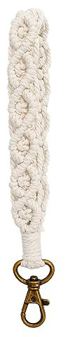 AOKSUNOVA Schlüsselanhänger Makramee Weiß Schlüsselband Handgelenk Damen Keychain Schlüsselanhänger Boho Style