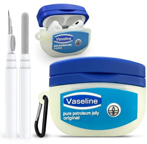 Case for AirPods Pro 2nd Generation Case Cover with Cleaner Kit,Cute Cartoon Kawaii Funny AirPods Pro 2 Case 2022 Silicone Protective Cover for Apple Airpods Pro 2 with Keychain for Women Boys-Vaselin