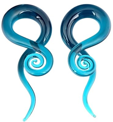 Longbeauty 1 Paar Glas Spirale Tapers Dehnschnecke Ohrdehner Ohrstecker Expander Ohr Piercing Schmuck, Stil B, Blau, 12MM