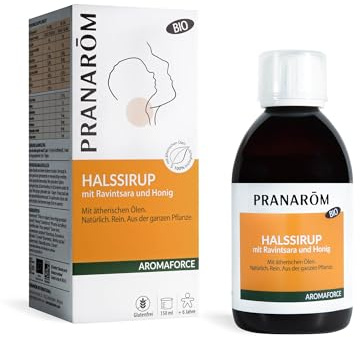Pranarom - Aromaforce - Halssirup mit Ravintsara und Honig Bio - Hals und Immunsystem - Mit ätherischen Ölen - Zitrone und Waldkiefer und Honig - 150ml