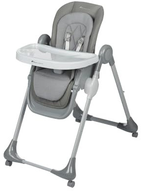 Bebeconfort Olea, Trona bebé, 0-3 años, 0-15 kg, totalmente ajustable, 9 alturas, 3 posiciones de reclinación, fácil limpieza, 4 ruedas giratorias, plegado compacto, Tinted Grey