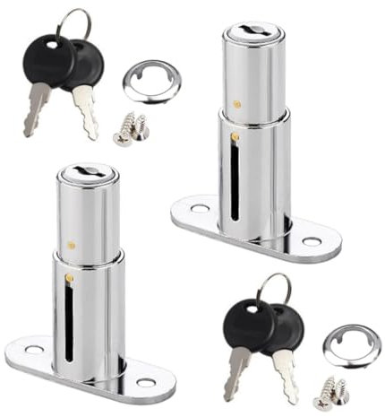 WANLIAN Serrure e Placard à Tiroirs Alliage de Zinc, Serrure de Meuble à Porte Coulissante,à pêne avec cylindre de pression pour portes coulissantes - 2 pièce(32 mm)