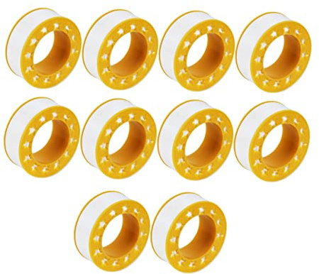 Gelbes Ptfe Gewindedichtband 10 Rollen mit Dichtwirkung | Wassergewinde und Schraubverbindungen, 10 Stück-pack, Installation von Armaturen