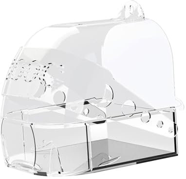 perfk Vogelbad, Papageien-Badewanne, Auslaufen, transparentes Futtertablett, Vogelbadewanne für Wellensittiche, Turteltauben,