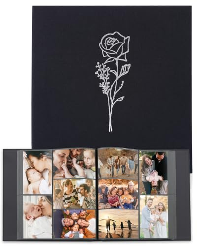 Yuforr Fotoalbum 6x4 Einschubfach, 600 Fototaschen, Leinenfotoalbum für Familienfeiern, Hochzeitstage, Album für Fotos im Quer- und Hochformat (10x15 cm) – Schwarz