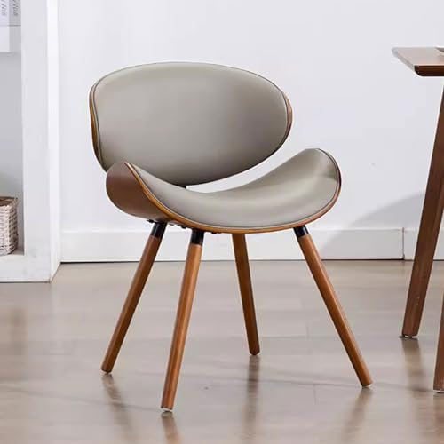 Leder-Esszimmerstühle, gepolsterter Stuhl aus massivem Holz aus der Mitte des Jahrhunderts, Make-up-Stuhl, Schalenstuhl mit Lederpolstersitz, moderne Wohnzimmerstühle, armlose Stühle ( Color : Grey/A