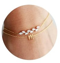 TINGN Trauzeugin Geschenk, Armband Damen Gold, Bracelet Women, Schmuck, Armkette, Geschenk Frauen, Armband Buchstaben M