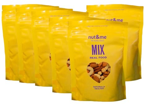 Mix natural de frutos secos 900 gr nut&me | Sin gluten | Vegano | Frutos secos premium | Perfecto para entrenar | Pack 6 x 150 gr | Pack 6 x 150 g, Sin gluten, Vegano