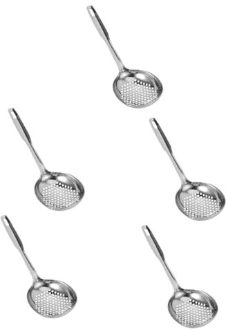 Amosfun 5 Piezas colador Cucharón de cocina pasta cuchara de filtro de metal cuchara de metal espumadera ranurada de huevo escalfado de fideos Acero inoxidable