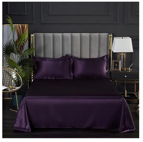 LPHFDCS Silk Bed Sheets 1 pc Bed Sheet for Summer Ice Cool Fabric Top Sheets Satin Smooth Flat Bed Sheet for Double Bedding Ice Silk Sheets(Color11,250x230cm 98x90inch)