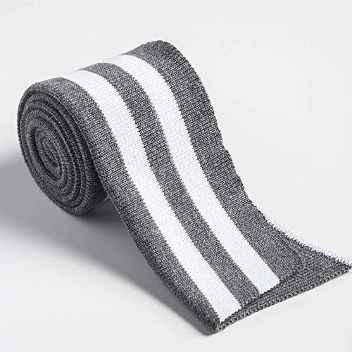 Strickbündchen, gefaltete Collegebündchen in Grau Meliert mit weißen Streifen, 135 cm, Grau Melange