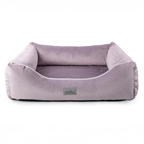 BOUTIQUE ZOO Exclusive Hundebett | Hundeliege, Hundekörbchen mit Kissen | Hundesofa für große Hunde | Große: XL - 100 x 79 x 22 cm | Farbe: Velvet Rosa