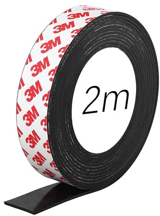 Strehknewen Calamite adesive - striscia magnetica autoadesiva con forte potere adesivo, extra spessa e più larga, facile da tagliare per applicazioni versatili (3 cm×2 mm×2 m)
