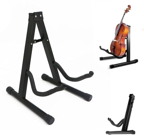 LMSAWK Akustisk och elektrisk basgitarr standard A-ram – universellt vikbart gitarrstativ för resor, basgitarr, cello, banjo, mandolin
