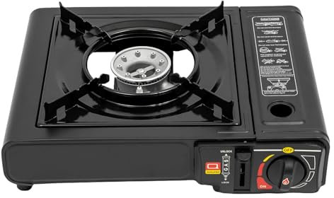 Loobiiny Hornillo de gas exterior, barbacoa con bandeja colectora y soporte para camping, patio trasero, cocina de camping