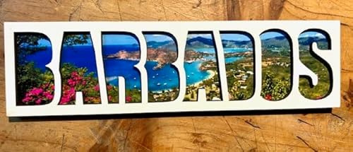 Barbados Souvenir, Barbados Magnet aus Holz mit Schriftzug, Barbados Kühlschrankmagnet, Barbados Geschenk, Reiseandenken aus Barbados 220125
