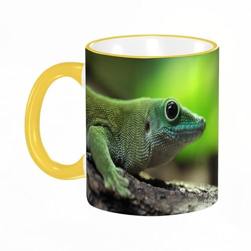 YOIUE Tazze Originali di caffè e Colazione Tazze - stampata Ceramica 11 once di tazze 330 ml Decora la tua tazza regalo,Geco diurno gigante di Koch (Phelsuma madagascariensis Kochi)