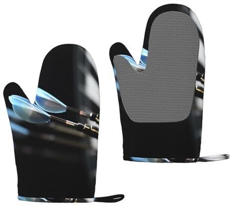 Darts Arrows Oven Mitts Set of 2 Heat Resistant Silicone Oven Gloves with Soft Lining Non-Slip Kitchen Cooking Mitt Long Waterproof Potholders Kitchen Essentials