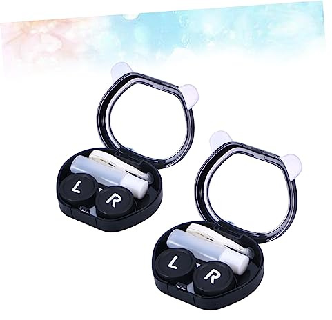 HAWILLOSCH 2pieza Estuche para Lentes De Contacto De Dibujos Animados Kit De Viaje Portátil con Espejo para Almacenamiento De Lentes y Cuidado De Lentillas Viajes