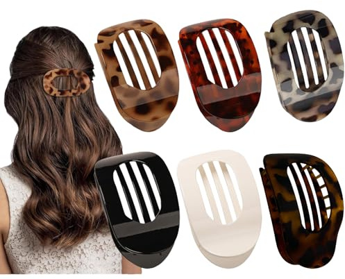 AYNKH Lot de 6 Pince Plate Cheveux Pinces à Cheveux pour Femmes, Pince a Cheveux Plate au Design Incurvé, Accessoires de Cheveux à Forte Tenue pour Femmes et Filles