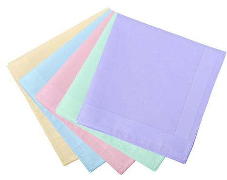 SynHHergyx Solid Color Handkerchief for Women, 5 PCS Candy Color Ladies Handkerchiefs Soft Cotton Handkerchiefs Women Ladies Hankies Pocket Square Towel for Women's Tea Party Gifting Weddings