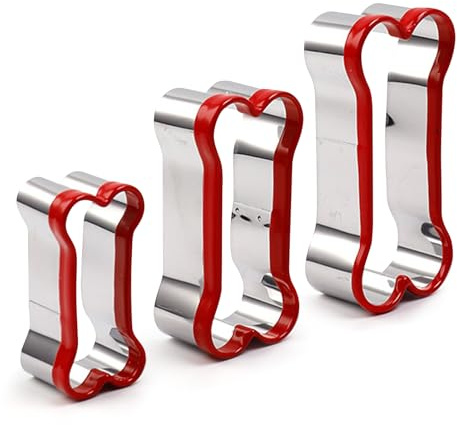 3Pcs Bone Cookie Cutter, Dog Bone Cookie Cutter Stainless Steel Baking Mold | dog bone cutters for baking bone shaped cookie cutter puppy biscuit cutter pet treat molds cookie cutters baking tools