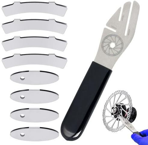 VTYTZZ 9 Stück Scheibenbremse Einstellhilfe,Bremskolbenrücksteller Fahrrad,Bremsscheiben Richtwerkzeug,Fahrrad Scheibenbremsen Mit 4 Ovalen Und 4 Gebogenen Einstellschlüsseln,Fur Fahrradplatten